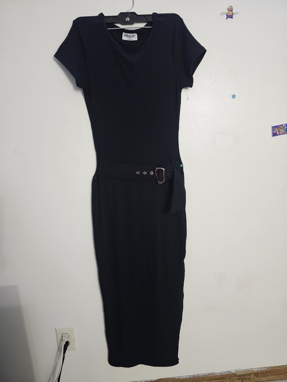 Classic Black Belted Long Dress
